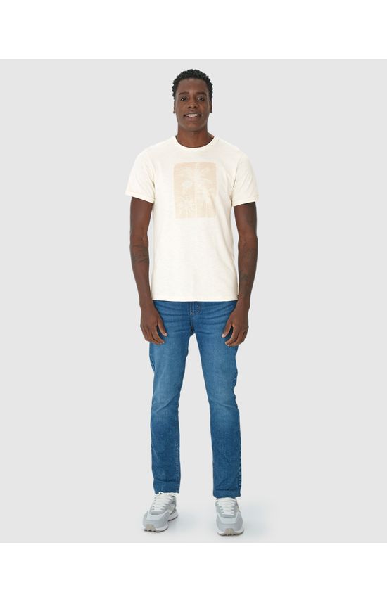 Camiseta Masculina Manga Dobrada Em Malha Flamê