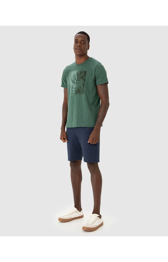 Camiseta Masculina Manga Dobrada Em Malha Flamê