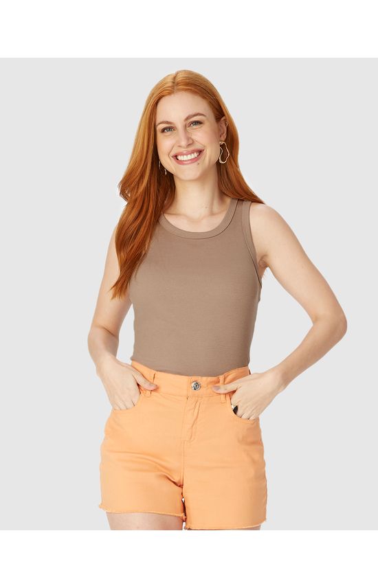 Regata Básica Feminina Decote U Em Ribana