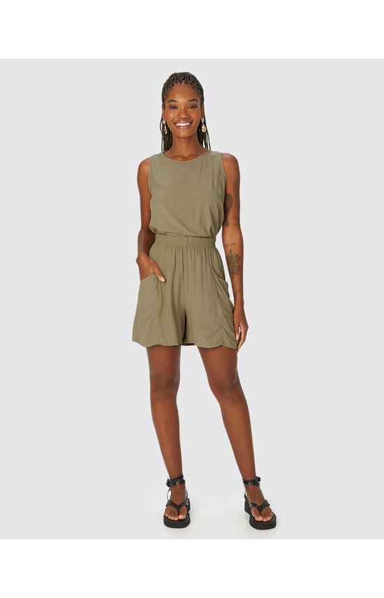 Shorts Alfaiataria Feminino Cós Elástico Bolso Frontal Em Viscose