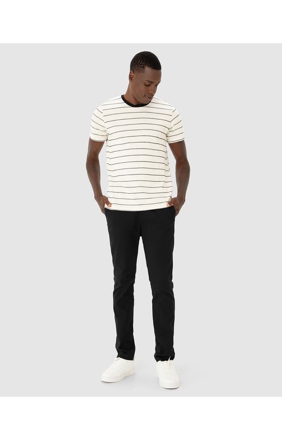 Camiseta Masculina Abertura Lateral Em Malha Listrada