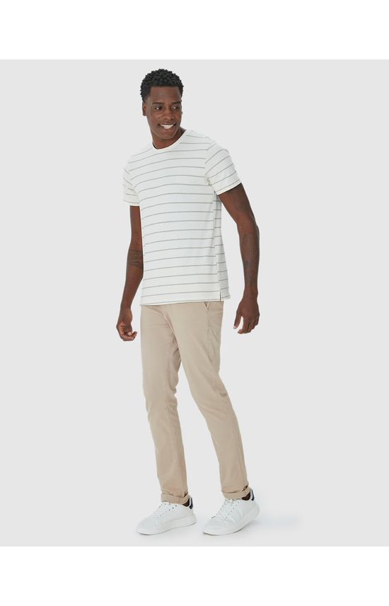 Camiseta Masculina Abertura Lateral Em Malha Listrada