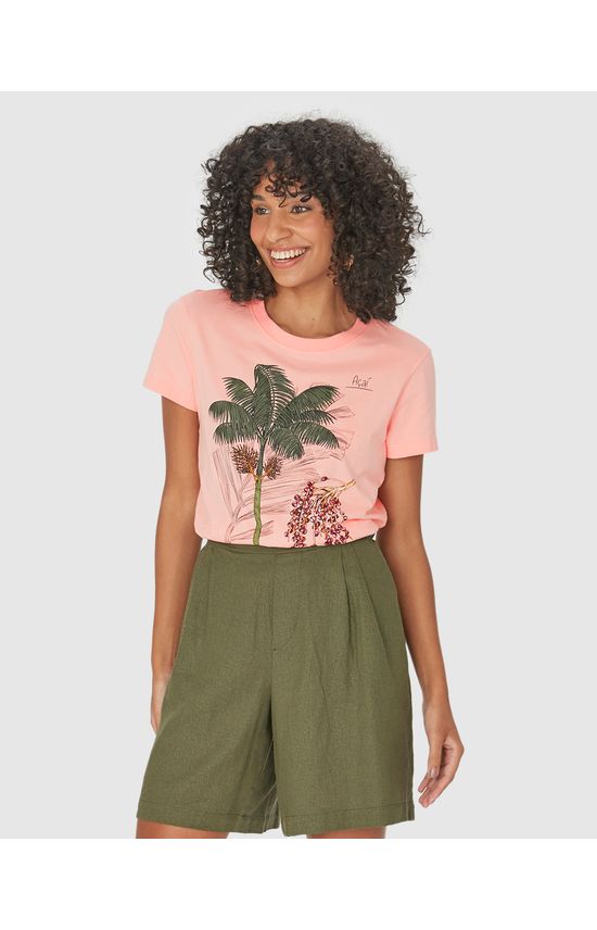 Camiseta Feminina Gola Redonda Açaizeiro Em Algodão