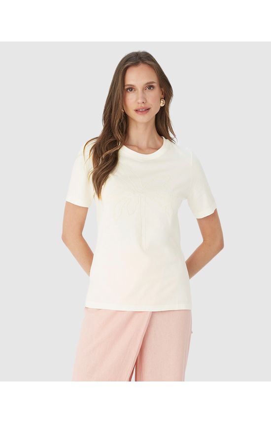 Camiseta Feminina Estampa Alto Relevo Em Algodão