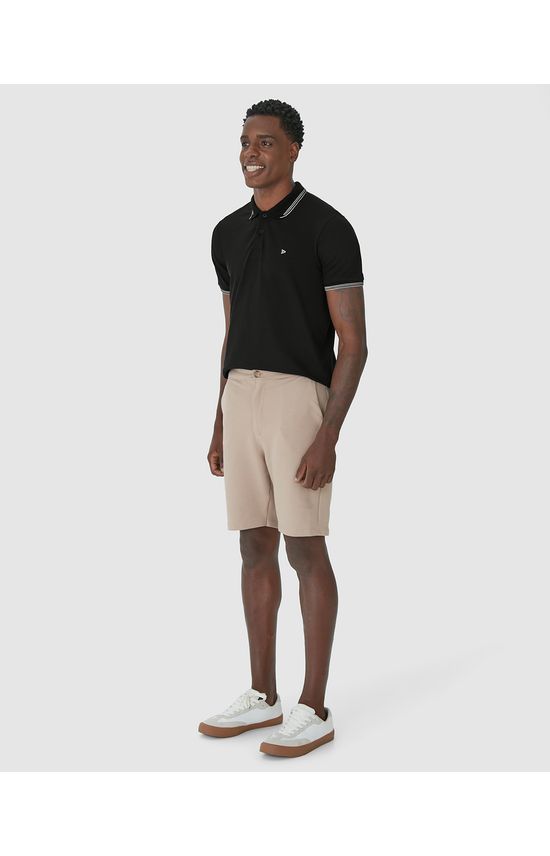Camisa Polo Masculina Detalhes Retilínea Em Piquet Stretch