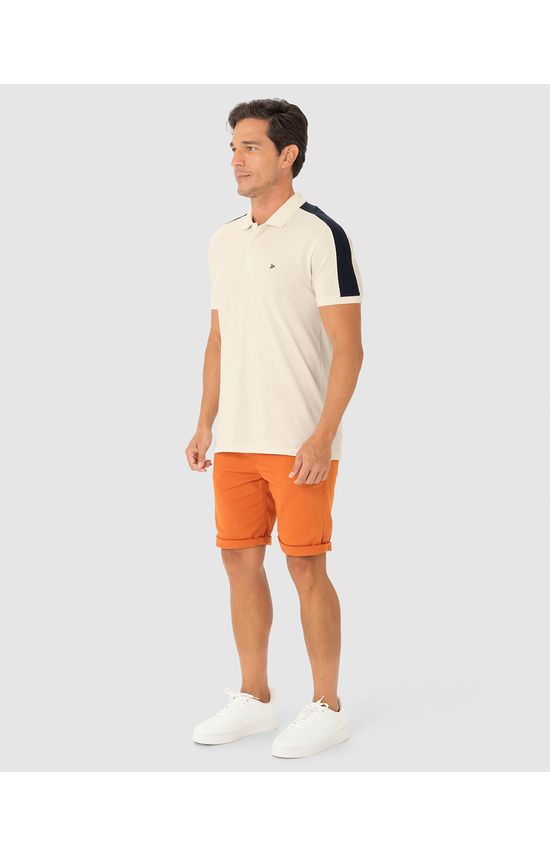 Camisa Polo Masculina Recorte Ombro Em Piquet Stretch