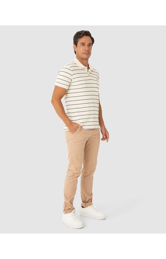 Camisa Polo Masculina Gola Esporte Em Malha Listrada