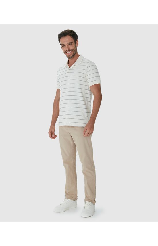 Camisa Polo Masculina Gola Esporte Em Malha Listrada