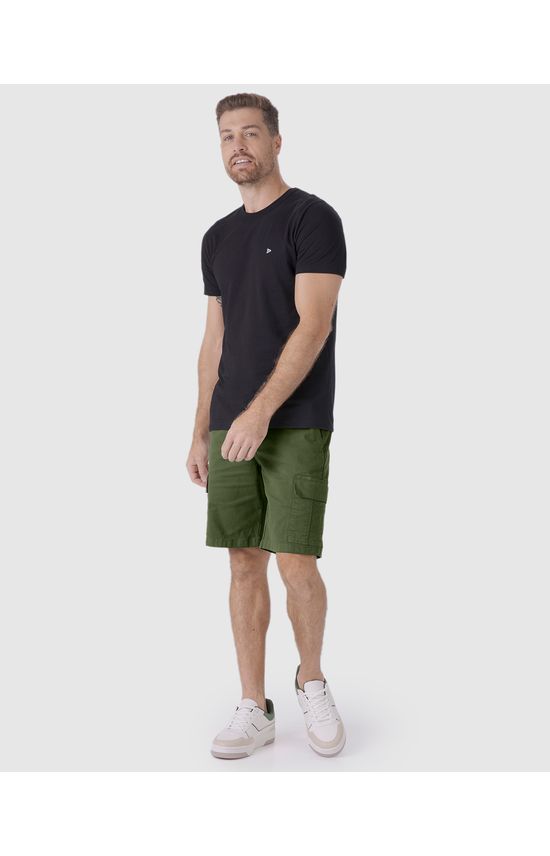 Bermuda Cargo Masculina Em Sarja Com Elastano