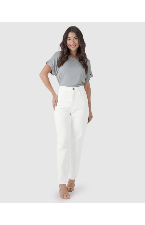 Calça Feminina Mom Em Sarja Com Elastano