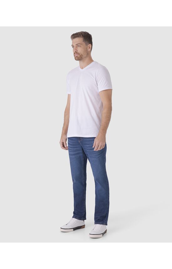 Calça Tradicional Masculina Em Jeans Com Elastano
