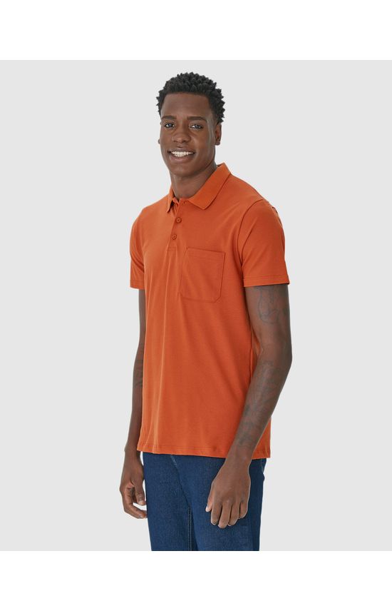 Camisa Polo Básica Masculina Gola Esporte E Bolso Piquet Stretch