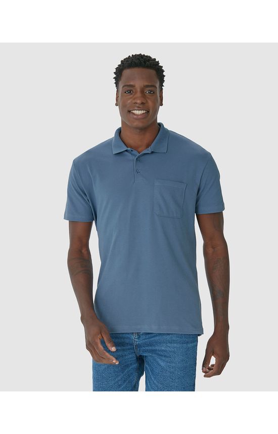 Camisa Polo Básica Masculina Gola Esporte E Bolso Piquet Stretch