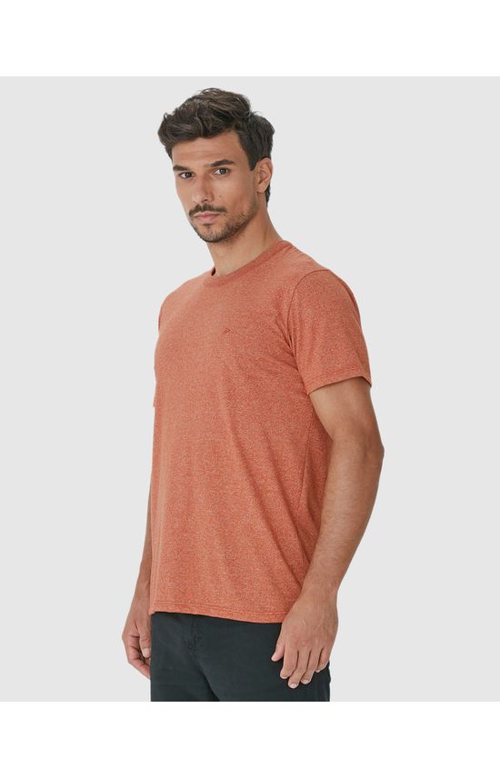 Camiseta Básica Masculina Bordada Em Malha Rajada