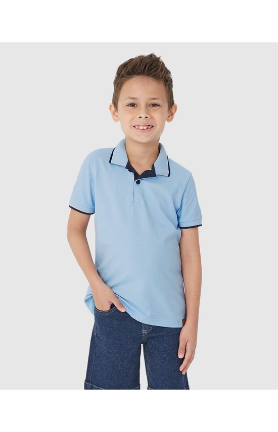 Camisa Polo Infantil Menino Peitilho Frontal Em Piquet Stretch Malwee Kids