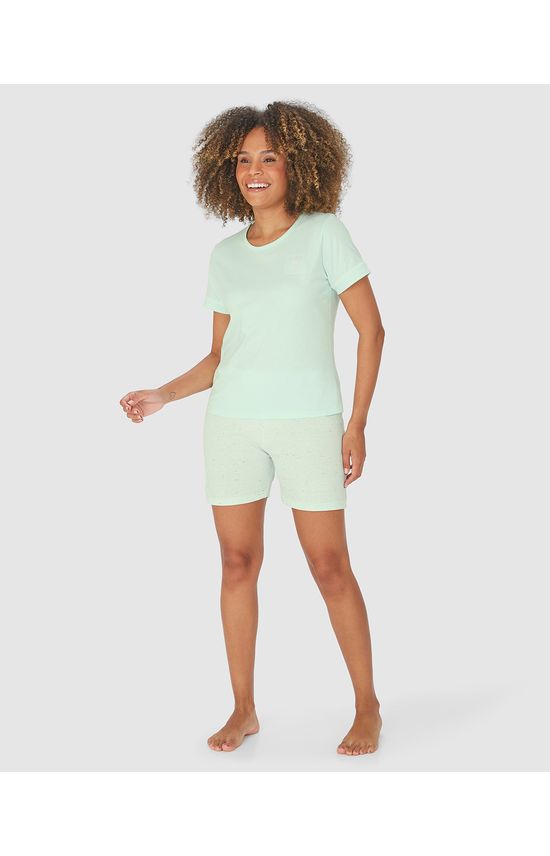 Pijama Feminino Shorts Em Malha Botonê