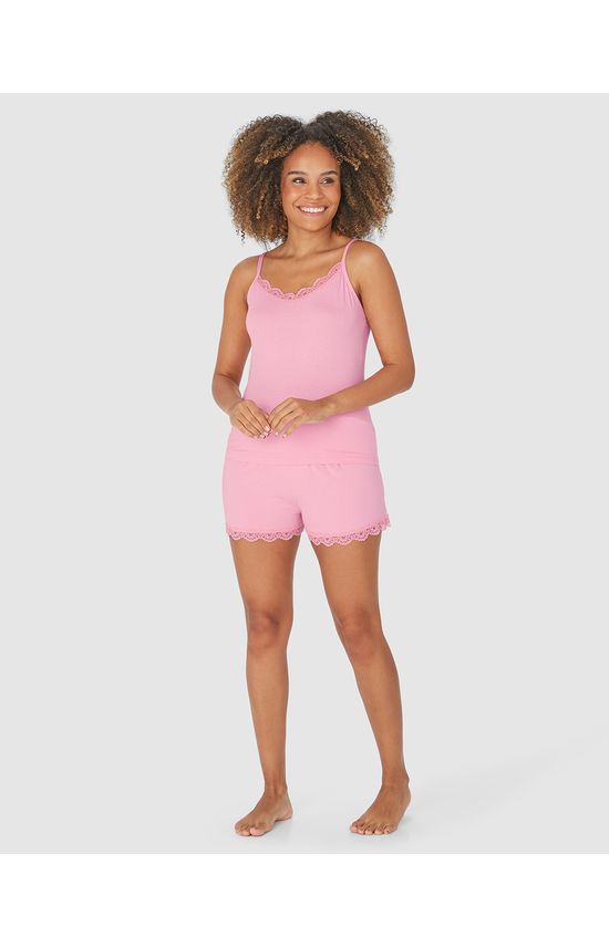 Pijama Feminino Com Detalhe Renda Em Viscose Stretch