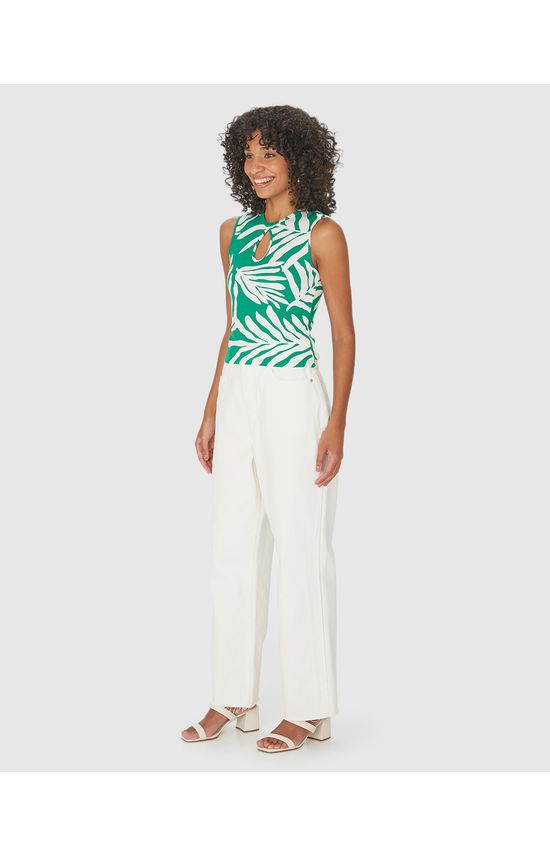 Regata Feminina Decote Detalhe Gota Em Malha Viscose Canelada