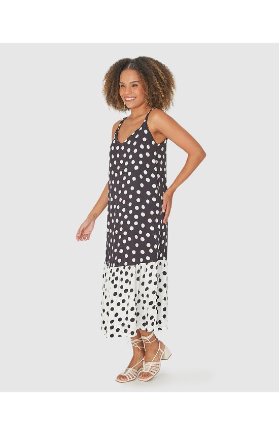 Vestido Amplo Feminino Estampado Decote V Em Viscose