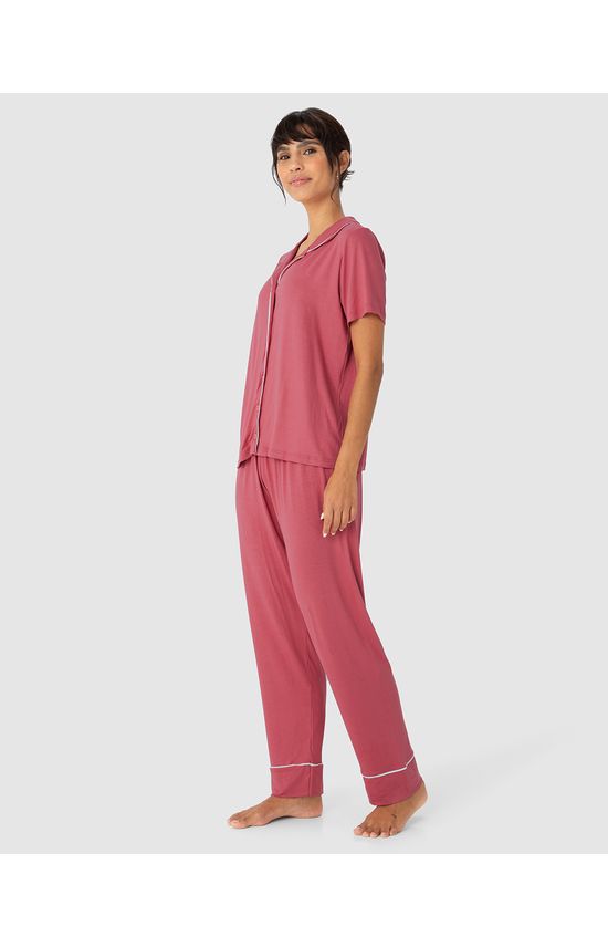 Pijama Americano Feminino Manga Curta Em Viscose Stretch