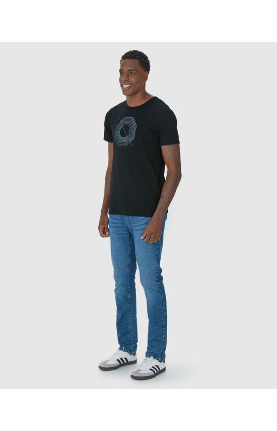Camiseta Masculina Decote Redondo Estampa Frontal Em Algodão