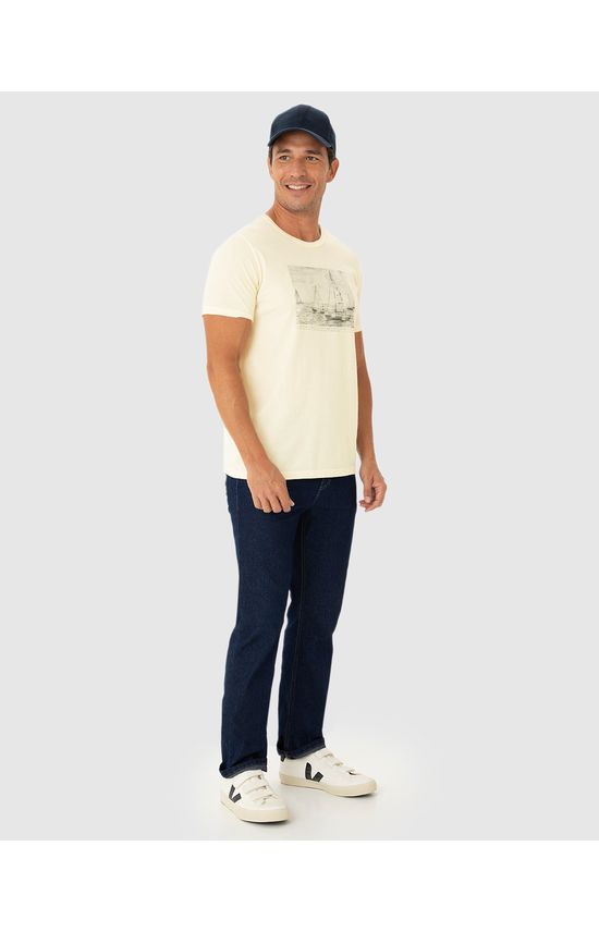 Camiseta Masculina Decote Redondo Estampa Frontal Em Algodão