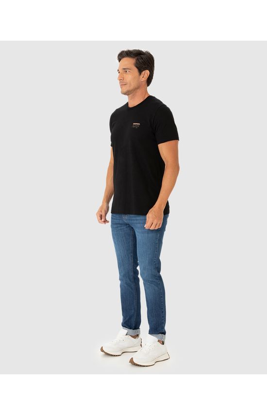 Camiseta Masculina Estampa Frente E Costas Em Malha Flamê