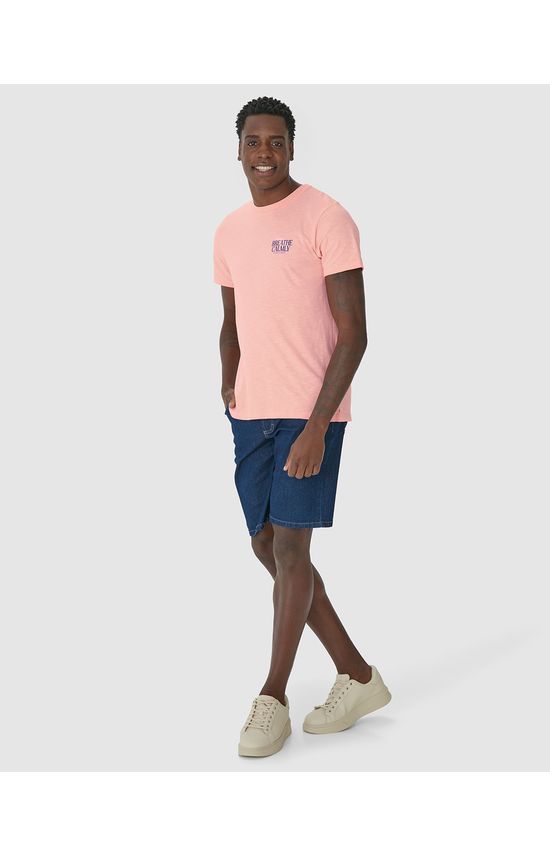 Camiseta Masculina Estampa Frente E Costas Em Malha Flamê