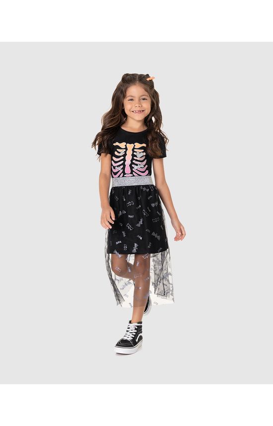 Blusa Infantil Menina Esqueleto Halloween Em Algodão Malwee Kids