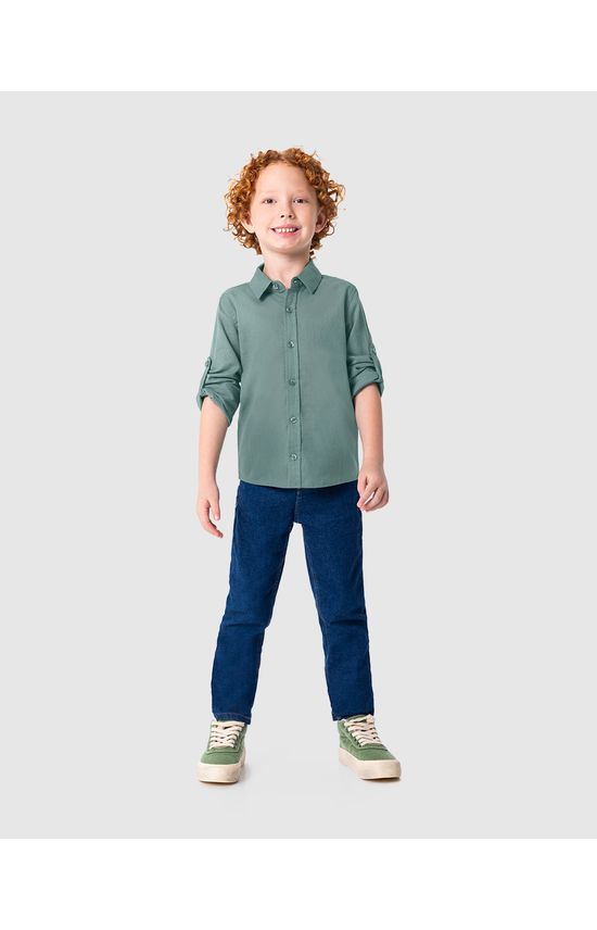 Camisa Infantil Menino Manga Longa Em Tricoline Malwee Kids