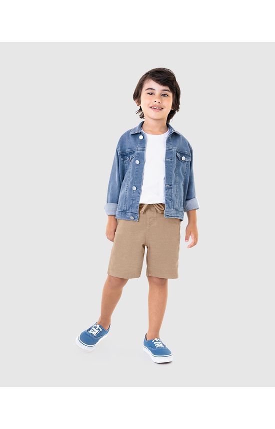 Bermuda Infantil Menino Cadarço Frontal Em Sarja Com Elastano Malwee Kids