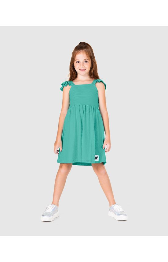 Vestido Infantil Alça Com Babado Em Malha Texturizada Malwee Kids