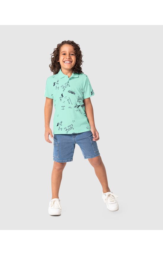 Camisa Polo Infantil Menino Estampada Em Algodão Malwee Kids
