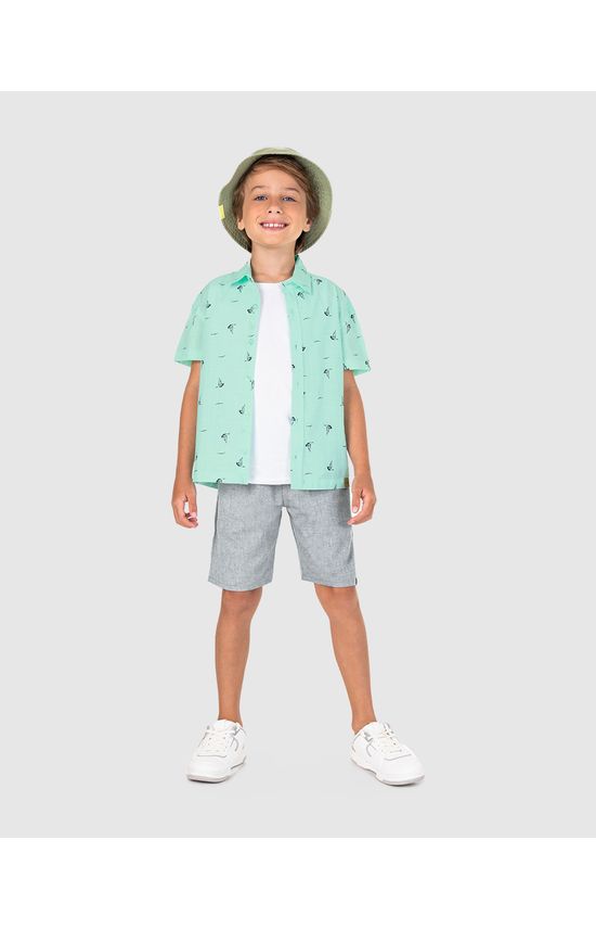 Camisa Infantil Menino Manga Curta Em Algodão Texturizado Malwee Kids