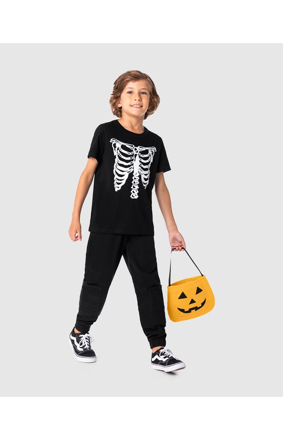 Camiseta Infantil Unissex Halloween + Acessório Temático Algodão Malwee Kids