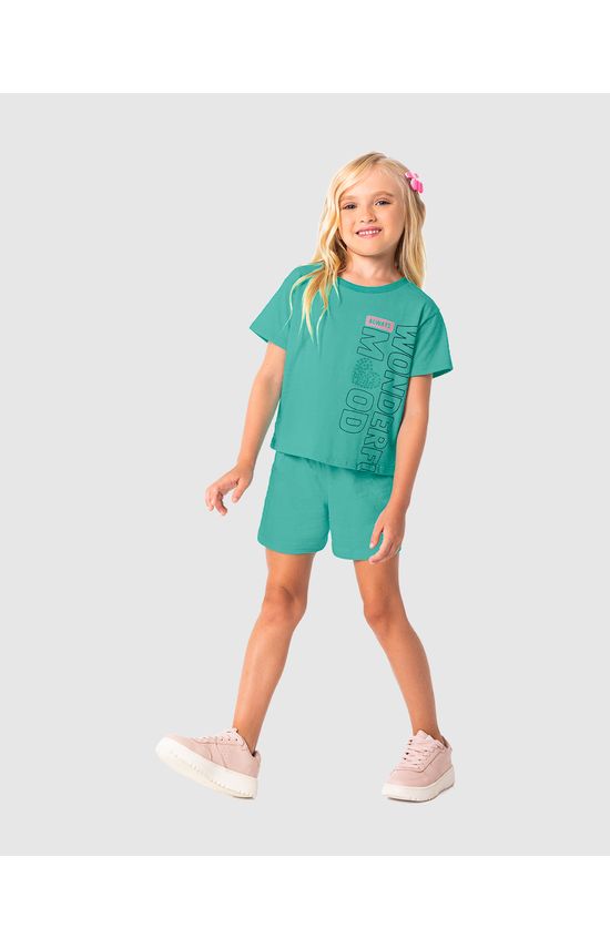 Conjunto Infantil Menina Wonderful Mood Em Algodão Texturizado Malwee Kids