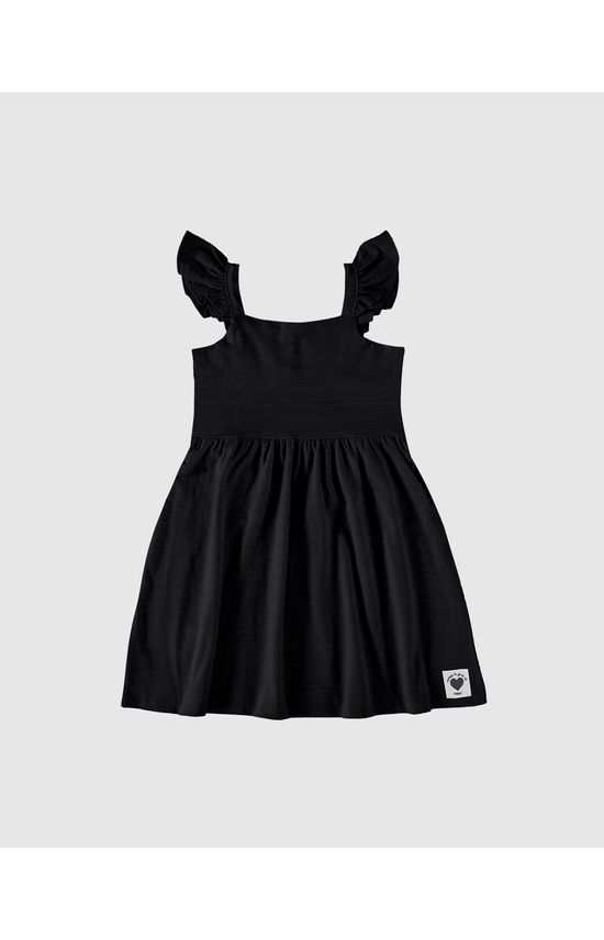 Vestido Infantil Alça Com Babado Em Malha Texturizada Malwee Kids