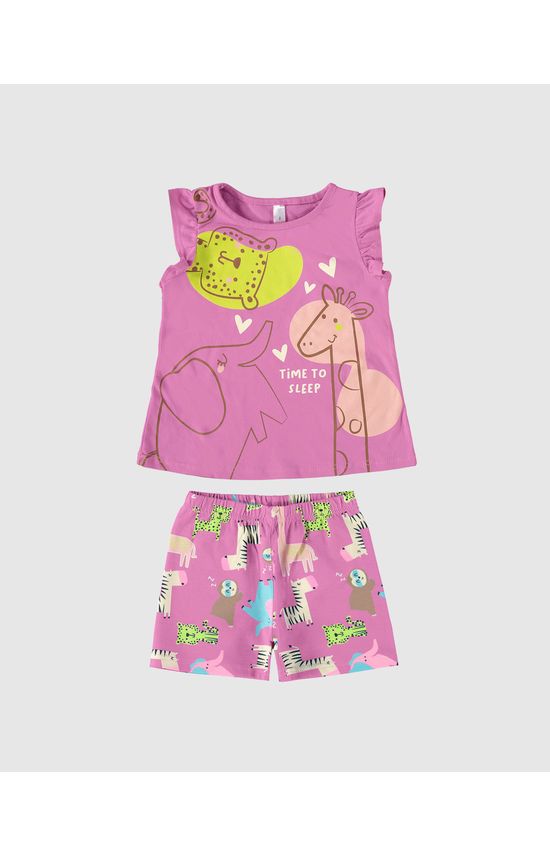 Pijama Infantil Menina Blusa Manga Babado Em Algodão Malwee Kids