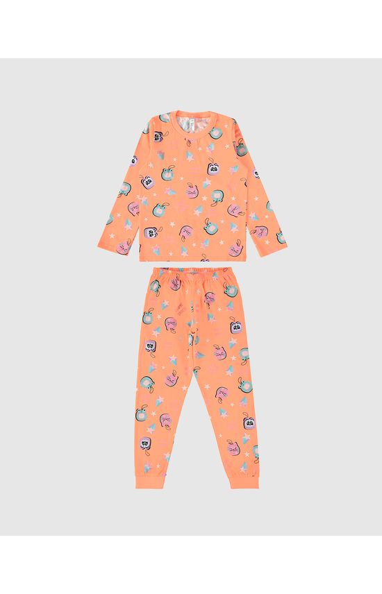 Pijama Infantil Menina Manga Longa Game Over Em Algodão Malwee Kids