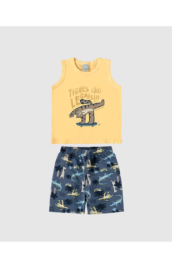 Conjunto Infantil Menino Regata Tigres São Legais! Em Algodão Malwee Kids