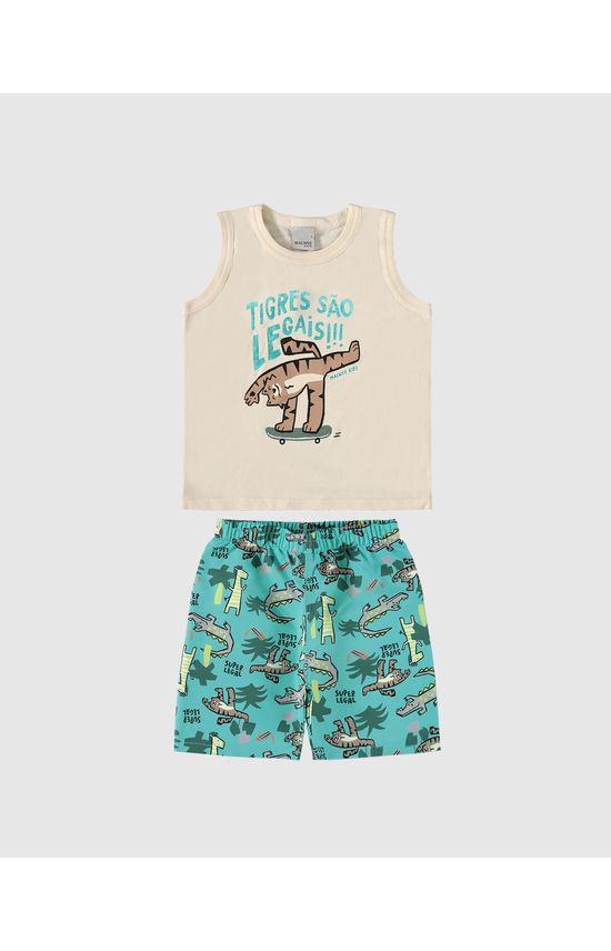 Conjunto Infantil Menino Regata Tigres São Legais! Em Algodão Malwee Kids