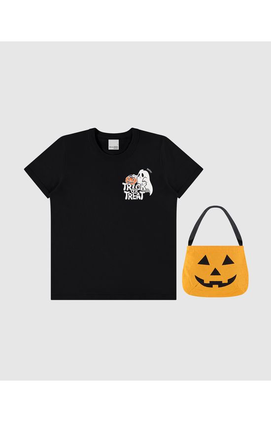 Camiseta Infantil Unissex Halloween + Acessório Temático Algodão Malwee Kids