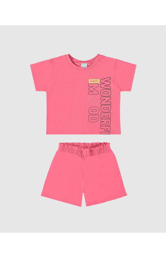 Conjunto Infantil Menina Wonderful Mood Em Algodão Texturizado Malwee Kids