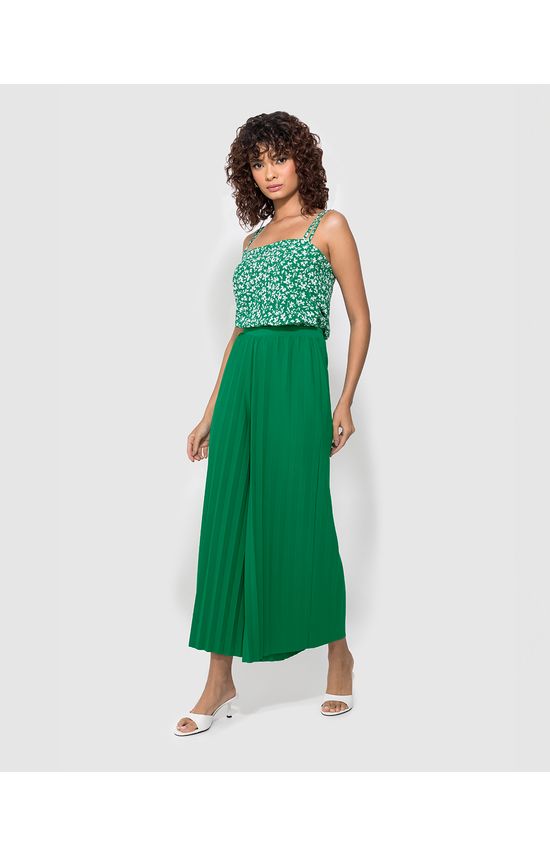 Calça Feminina Pantalona Cropped Em Malha Plissada - ENFIM