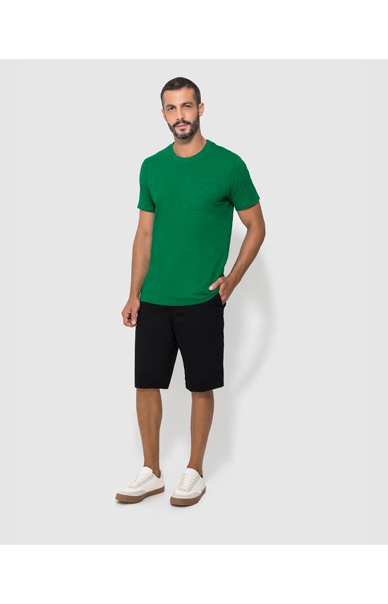 Camiseta Masculina Regular Bolso Peitoral Em Malha Flamê - ENFIM