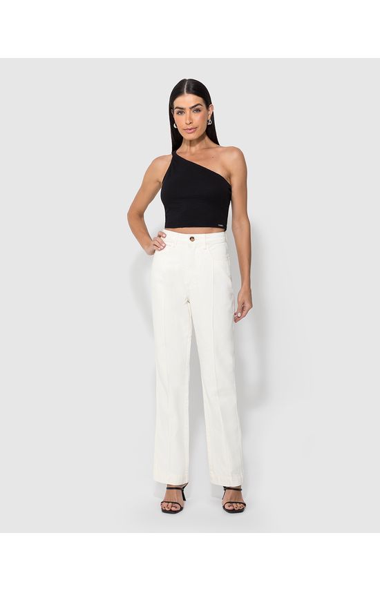 Calça Feminina Reta 90's Nervura Frontal Em Sarja 100% Algodão - ENFIM