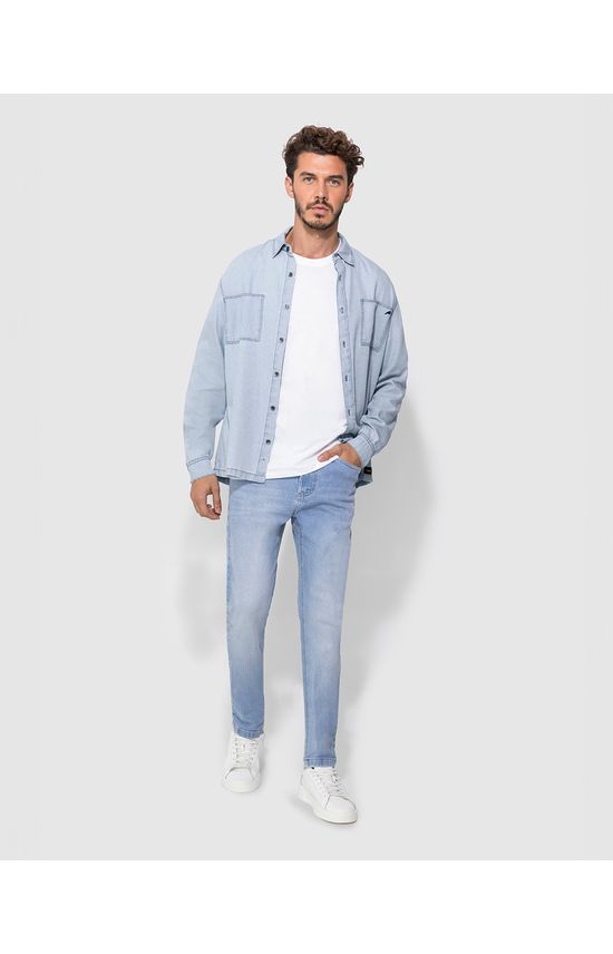 Camisa Masculina Com Bolso Frontal Em Jeans Leve Soft - ENFIM