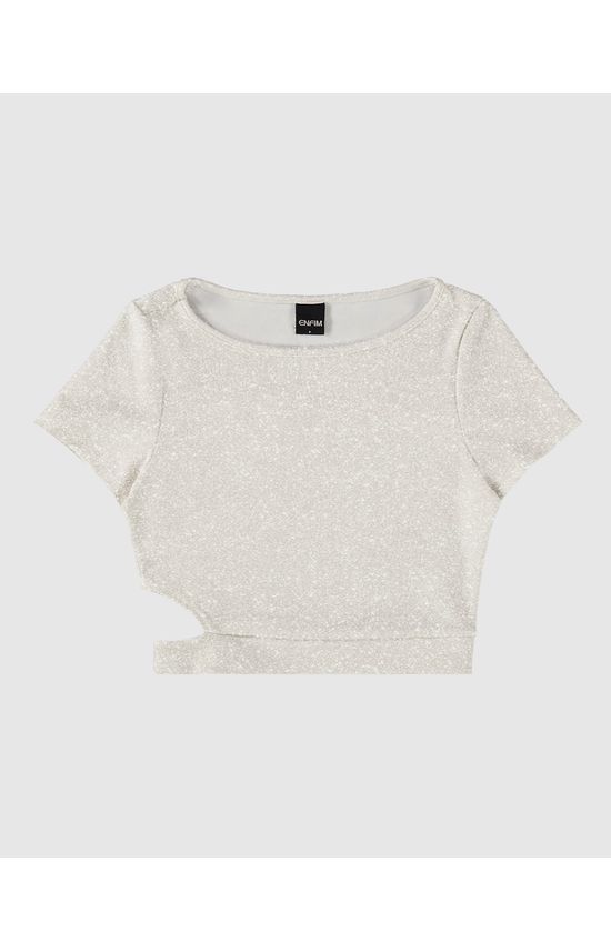 Blusa Cropped Feminina Cut Out Em Malha Lurex - ENFIM