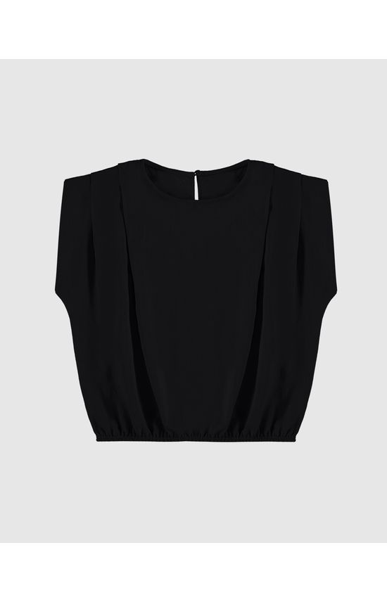 Blusa Box Feminina Pregas No Ombro Em Viscolinho Texturizado - ENFIM