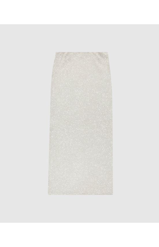 Saia Midi Feminina Evasê Fenda Lateral Em Malha Lurex - ENFIM